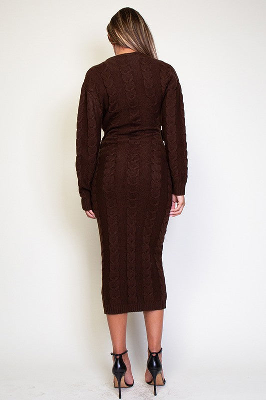 Maggie Brown Cable Knit Dress