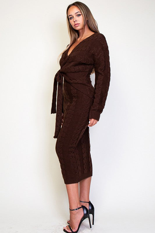 Maggie Brown Cable Knit Dress